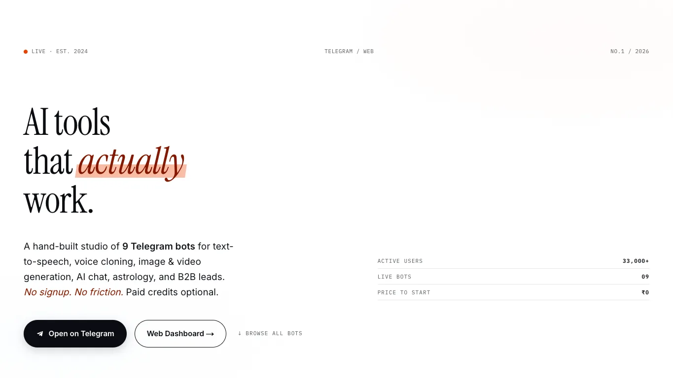 AbhiBots official homepage screenshot