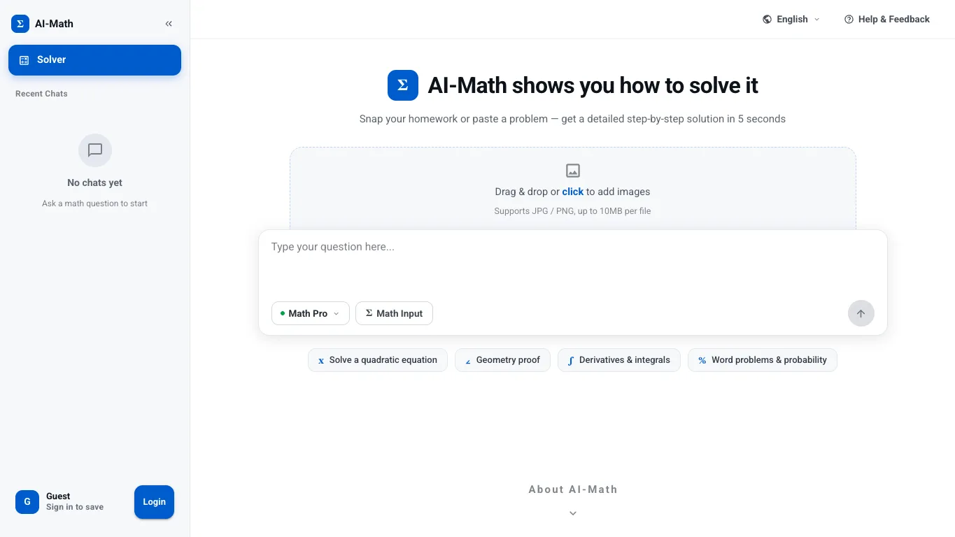 AI-Math official homepage screenshot