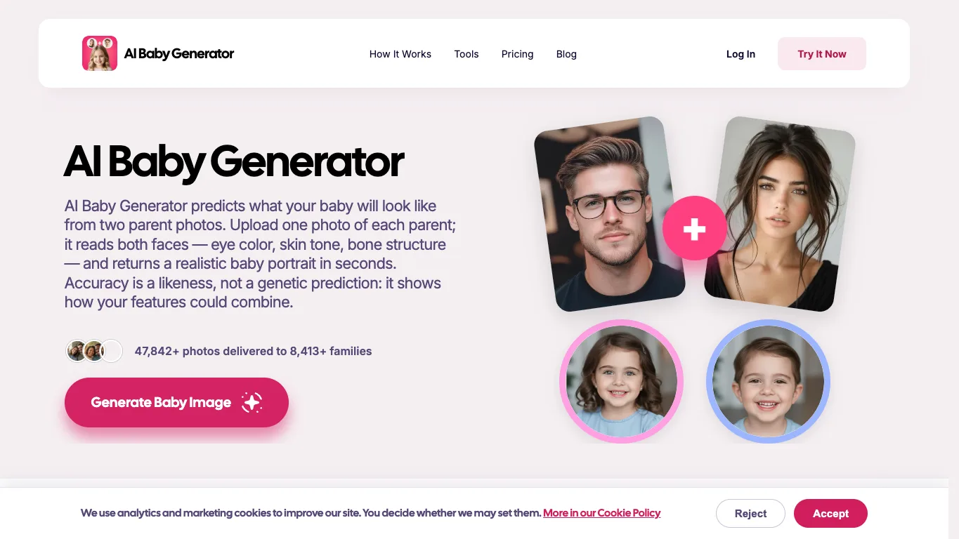 AI Baby Generator official homepage screenshot