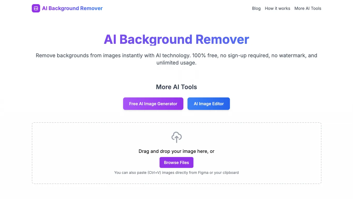 AI Background Remover official homepage screenshot
