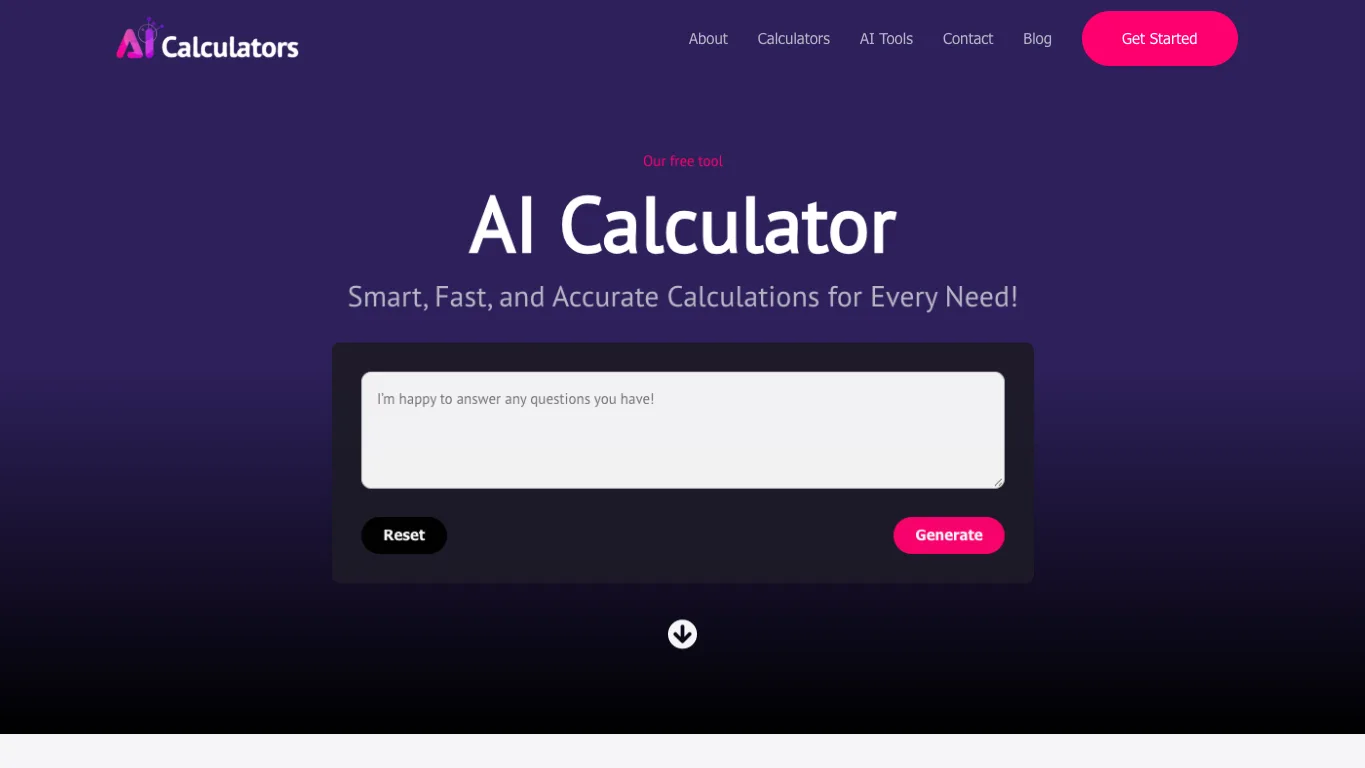 AI Calculator official homepage screenshot