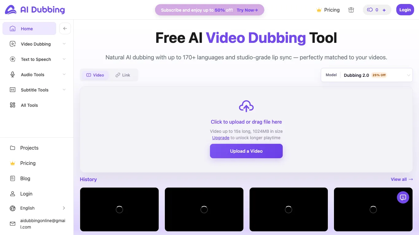 AI Dubbing official homepage screenshot