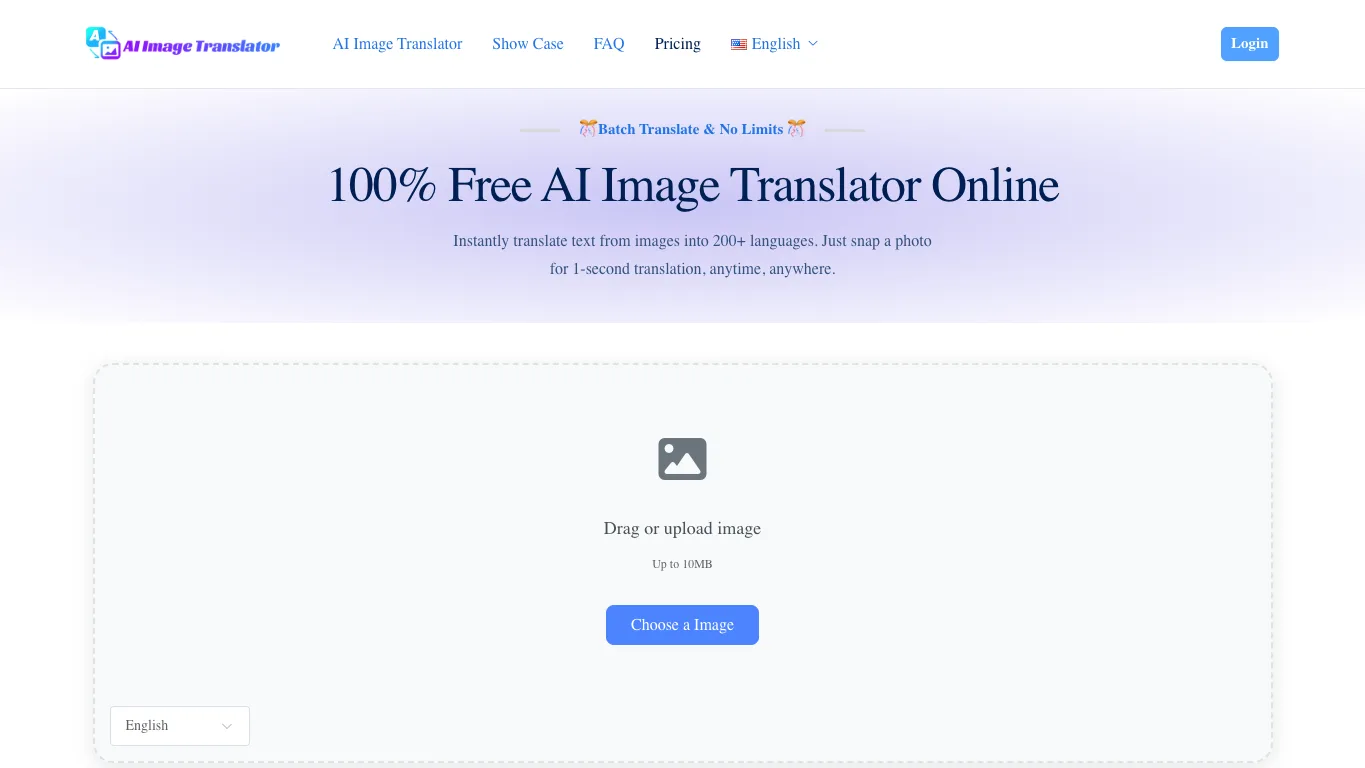 AI Image Translator official homepage screenshot
