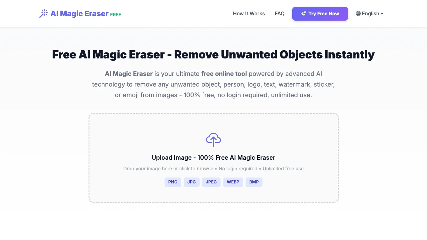 AI Magic Eraser official homepage screenshot