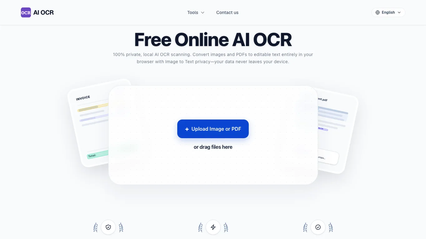 AI OCR official homepage screenshot