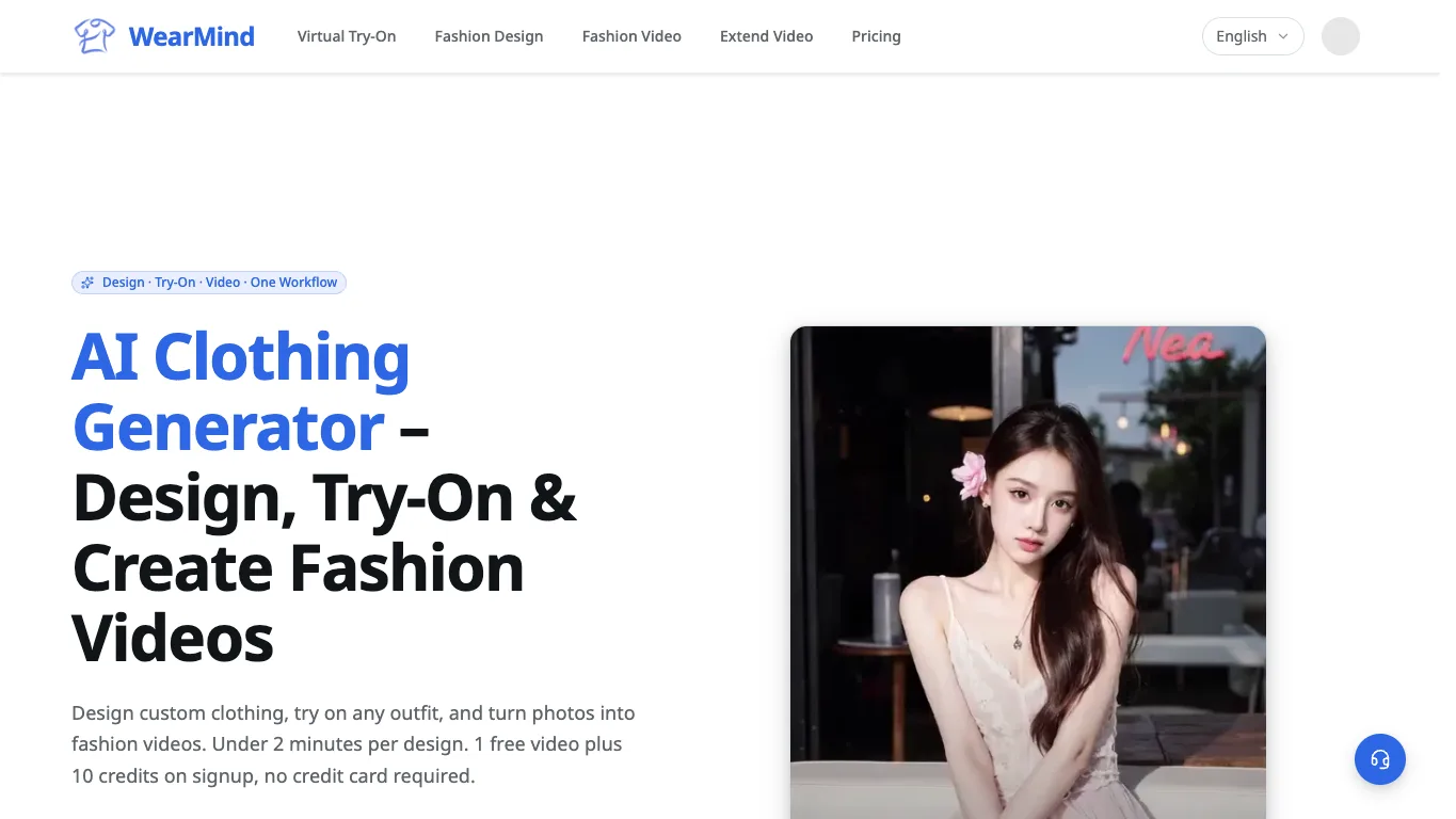WearMind official homepage screenshot