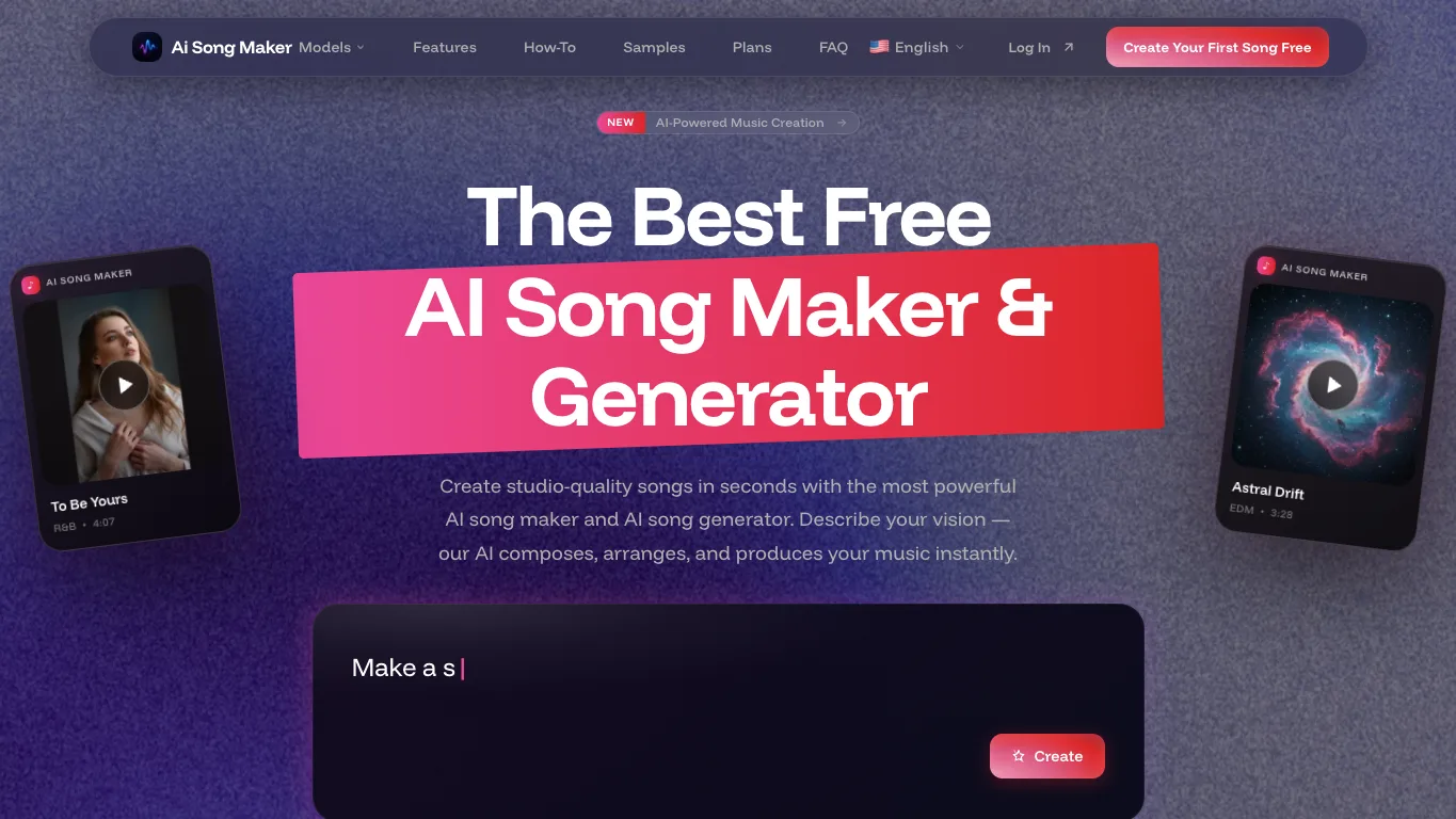 AI Song Maker official homepage screenshot