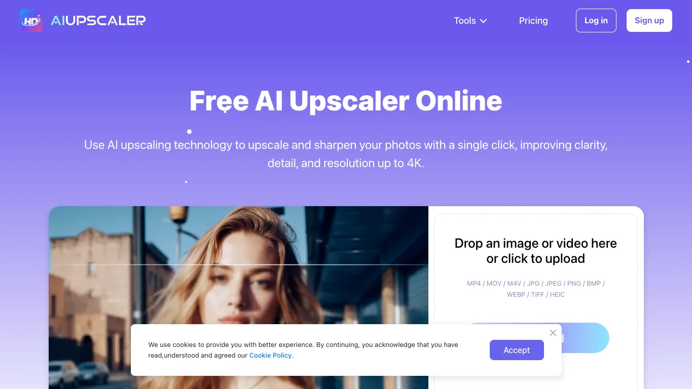 AI Upscaler official homepage screenshot