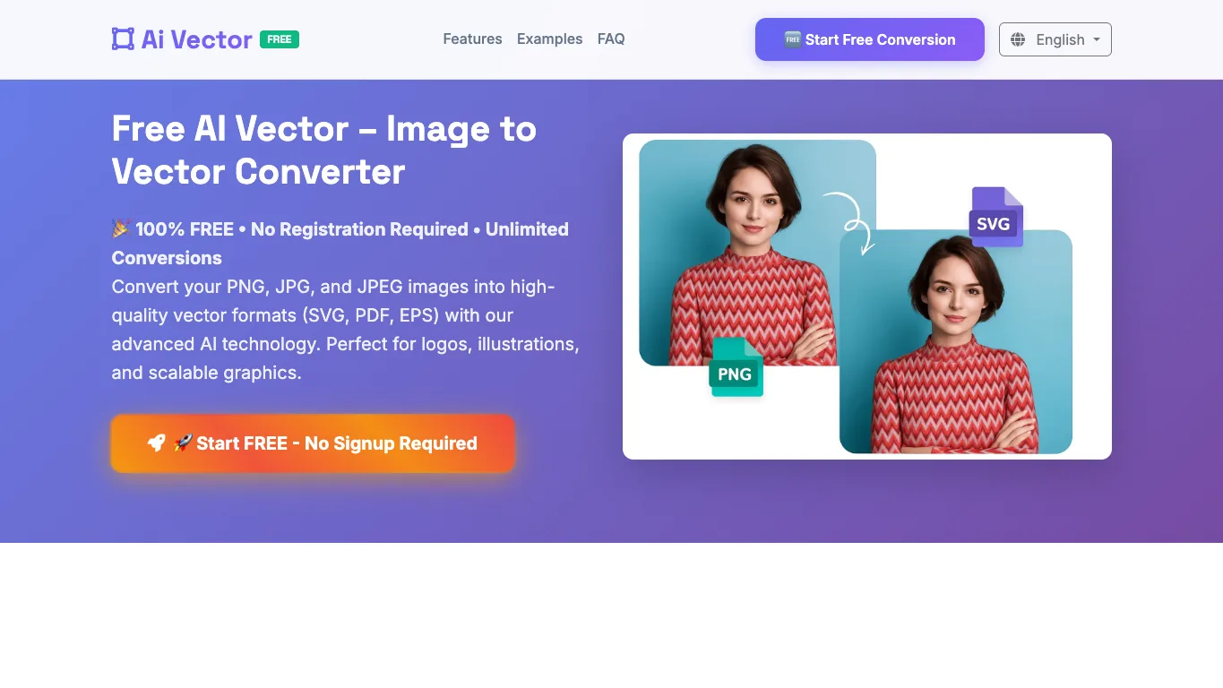 AI Vector Converter official homepage screenshot