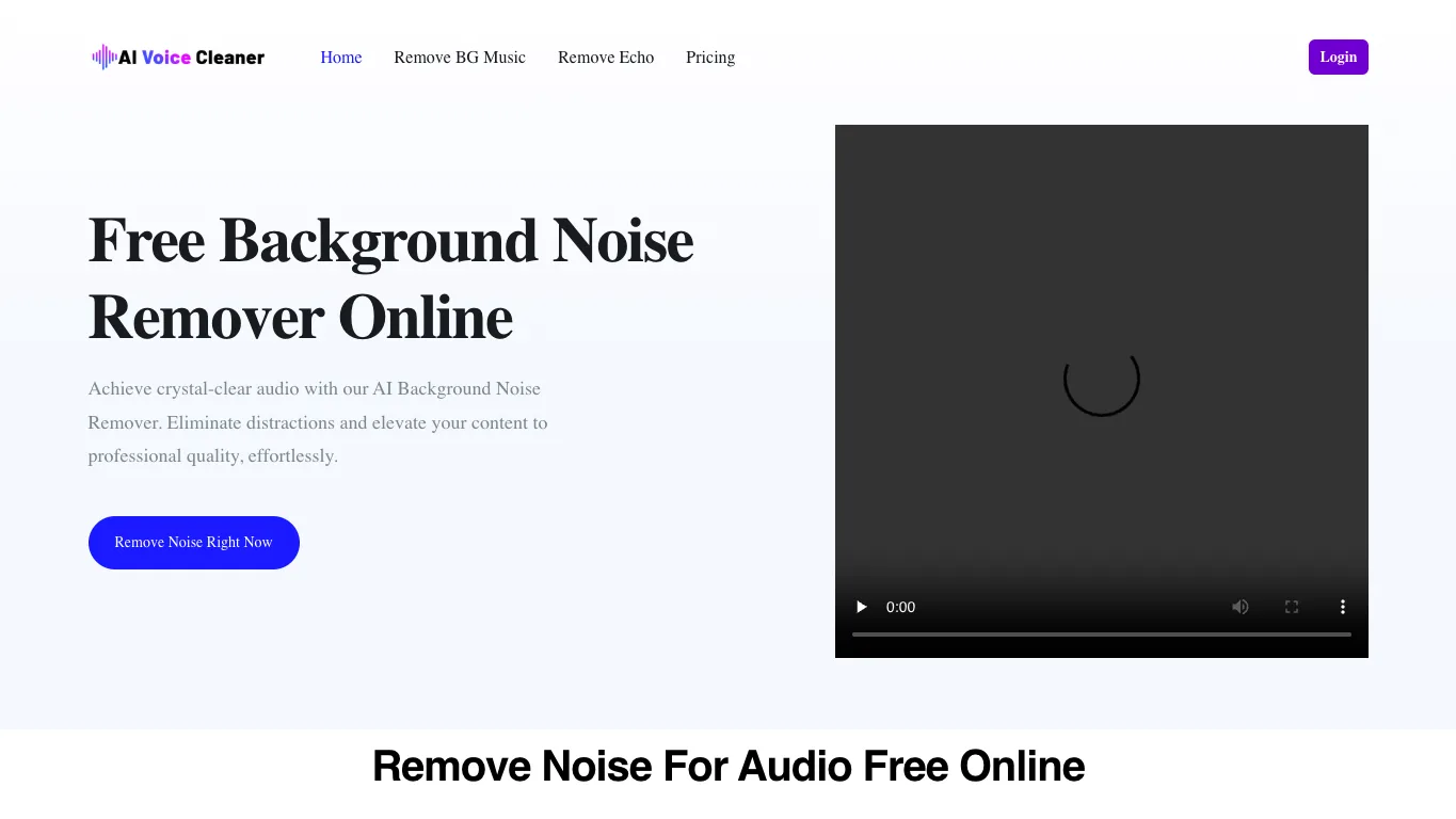 AI Voice Cleaner official homepage screenshot