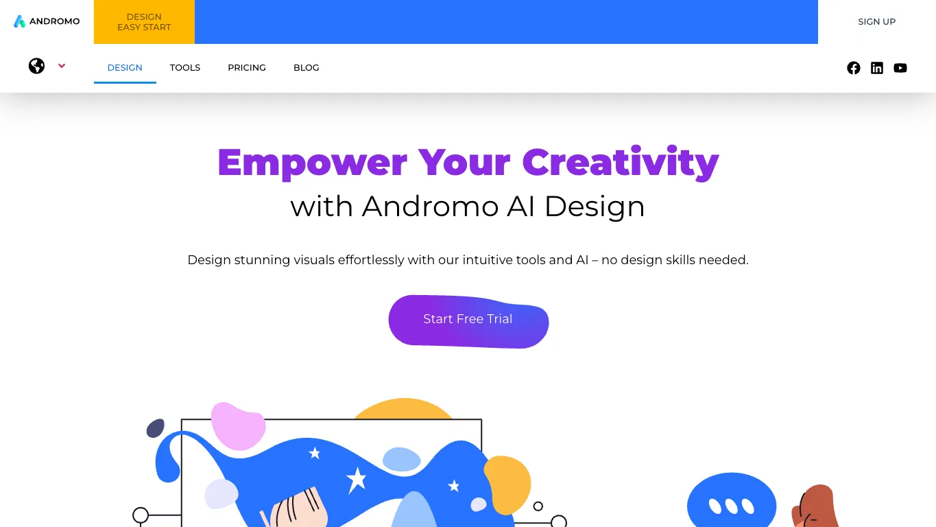 Andromo AI Design official homepage screenshot