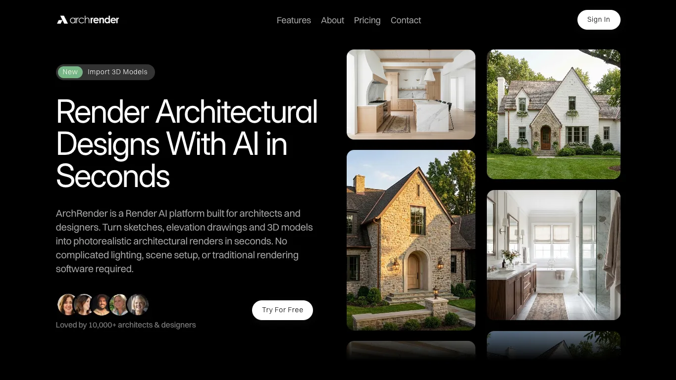 ArchRender official homepage screenshot