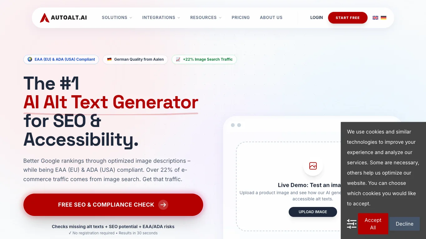 AutoAlt official homepage screenshot