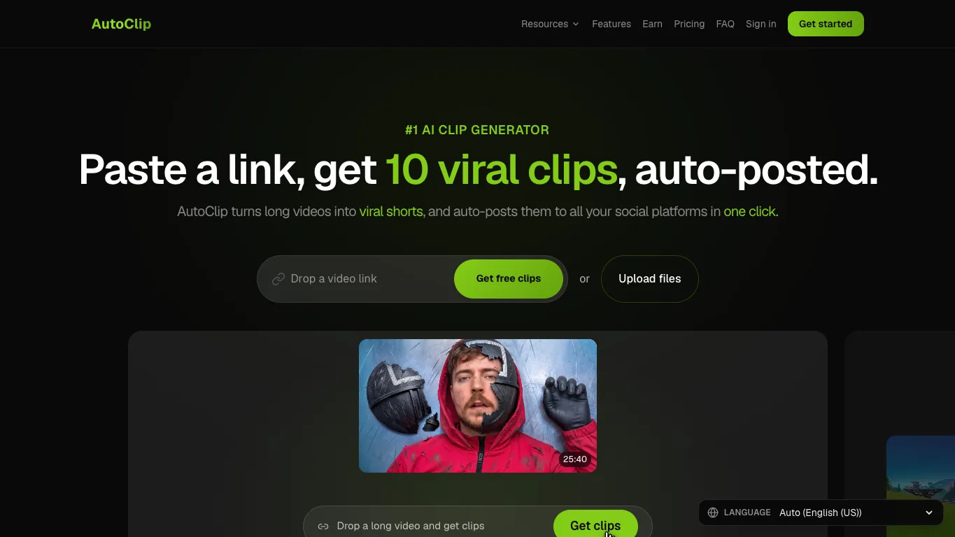 AutoClip official homepage screenshot