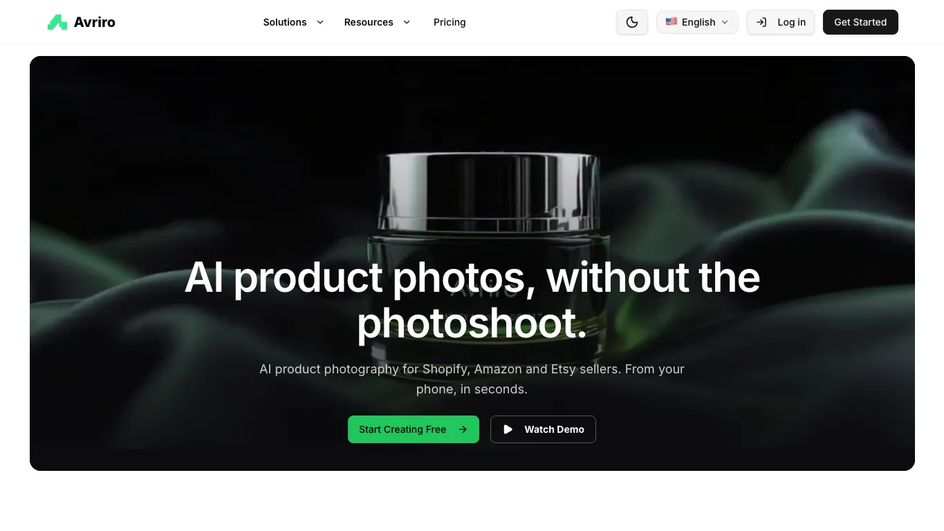 Avriro official homepage screenshot
