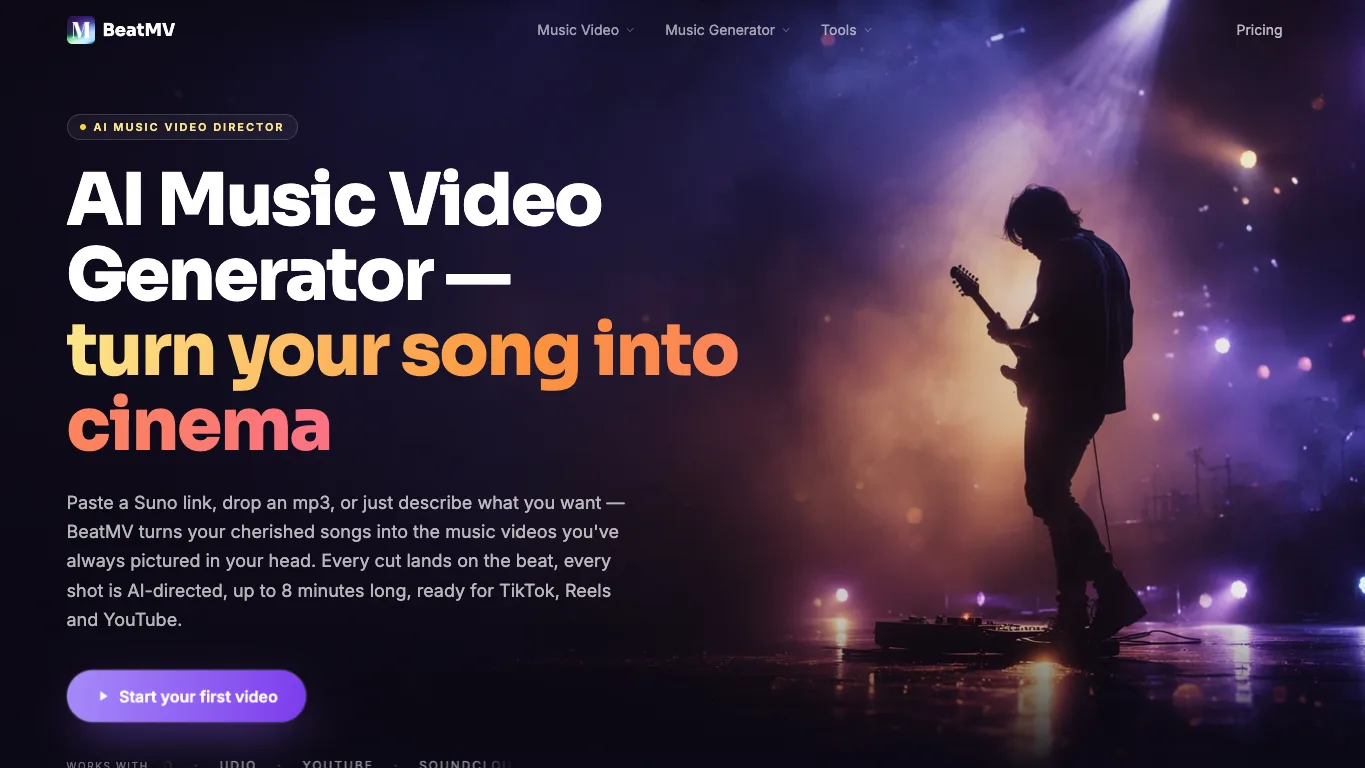 BeatMV official homepage screenshot