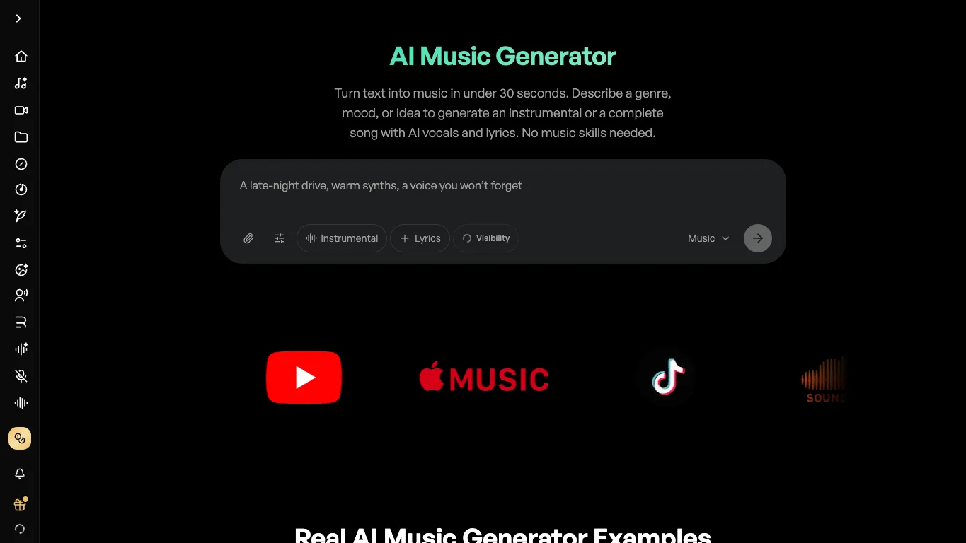 BeMusic AI official homepage screenshot