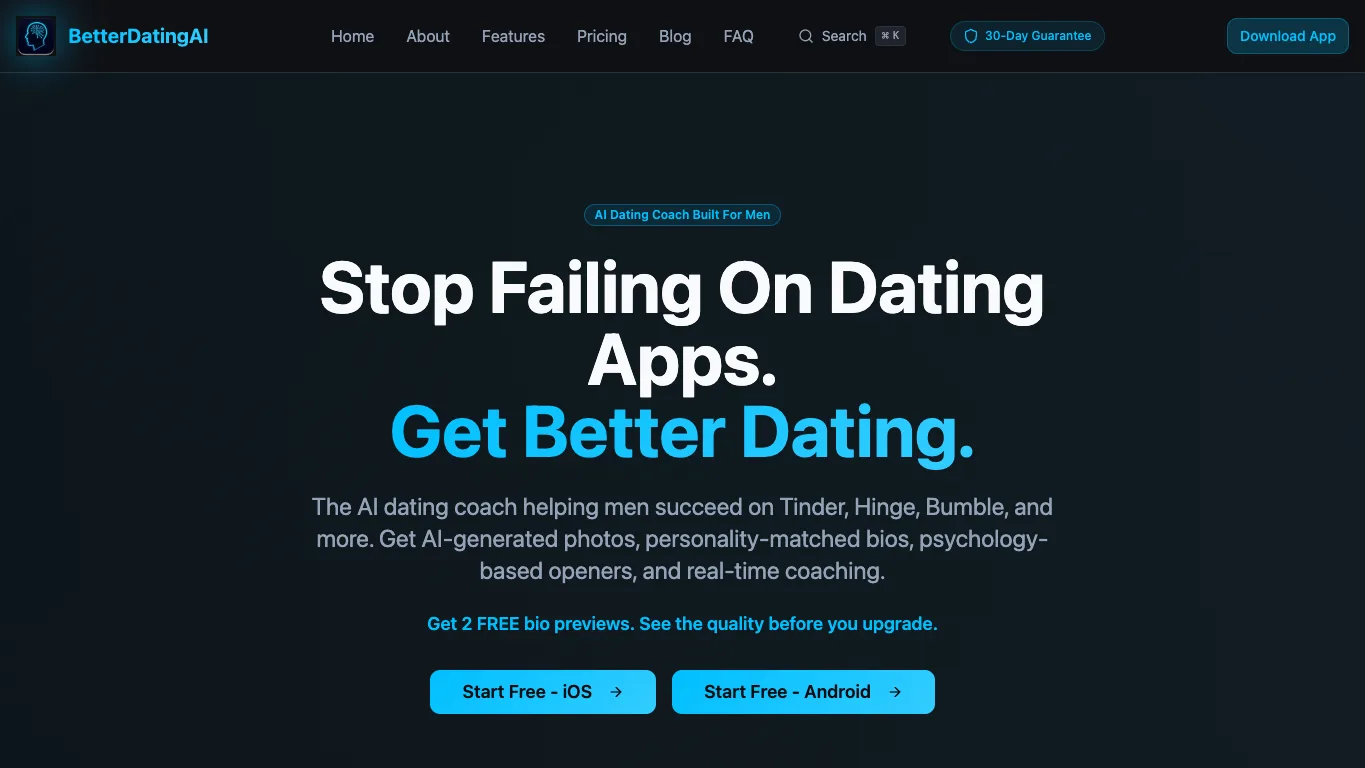 BetterDatingAI official homepage screenshot