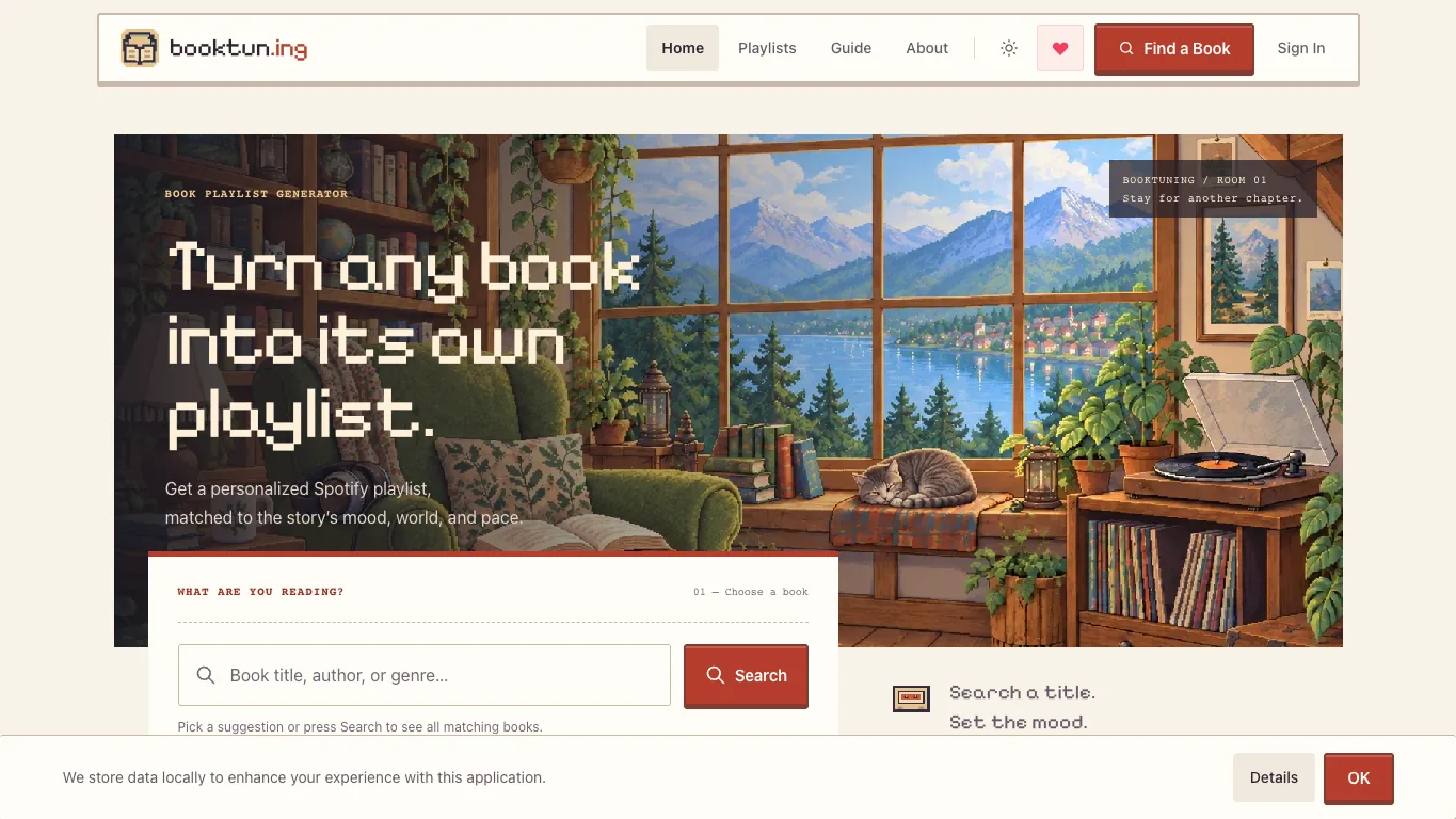 BookTuning official homepage screenshot