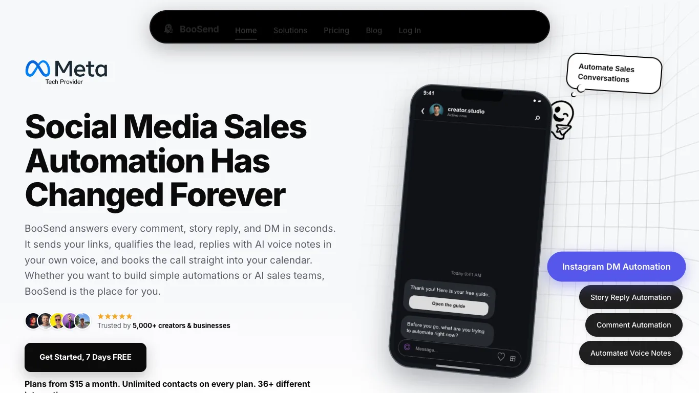 BooSend official homepage screenshot