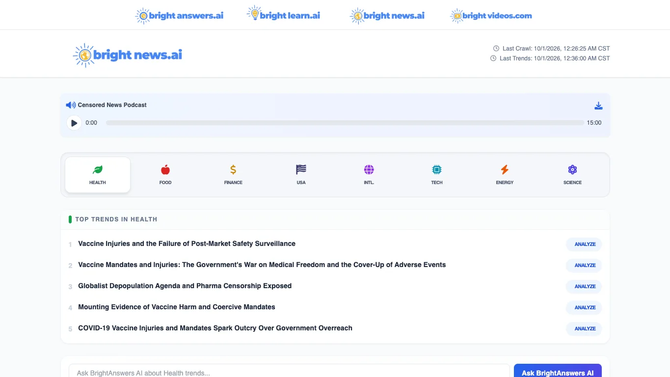 BrightNews official homepage screenshot