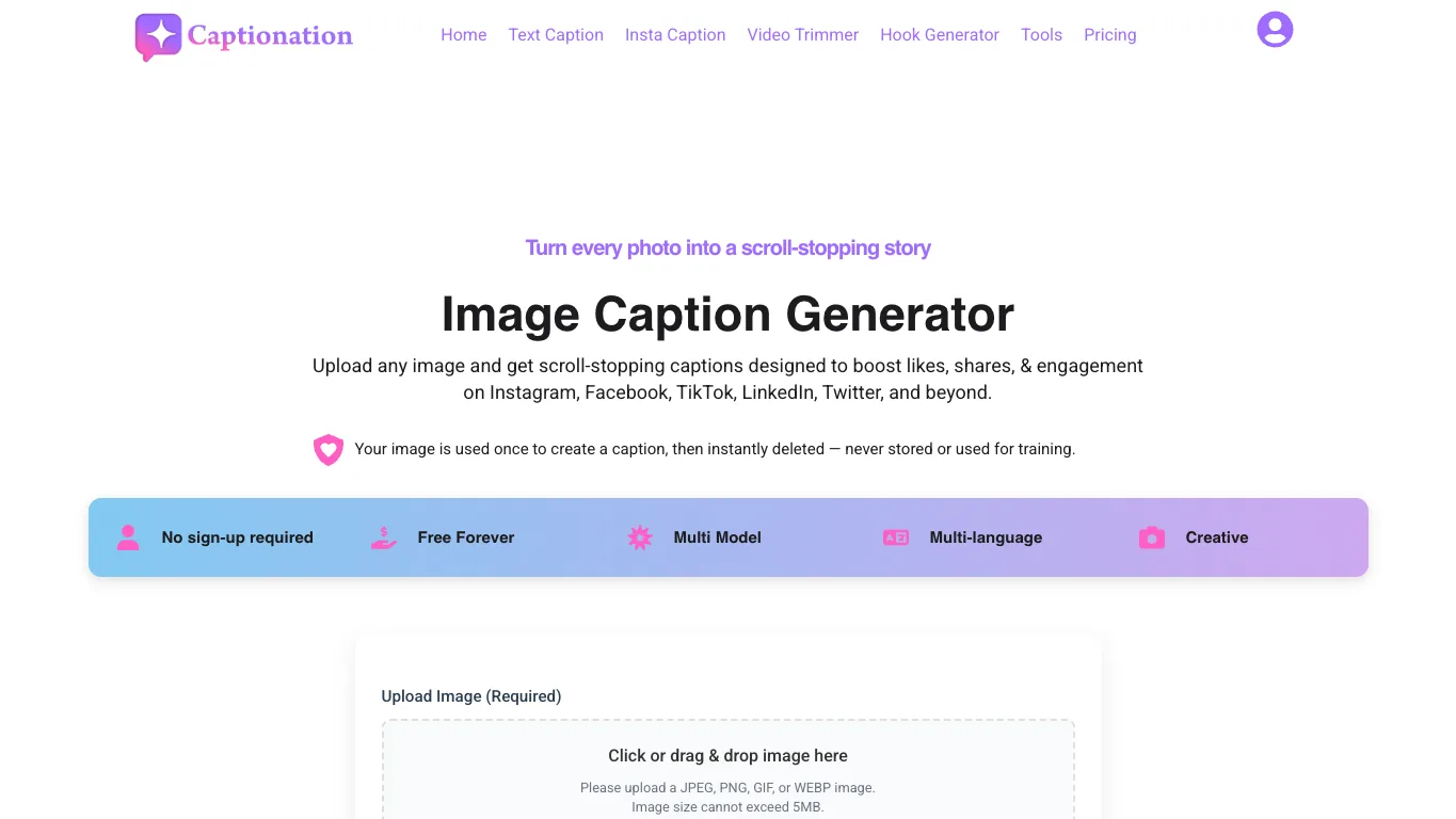 Captionation official homepage screenshot