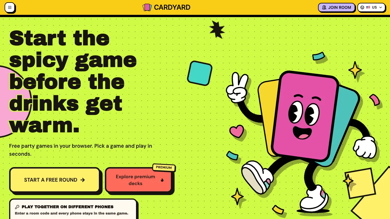 CardYard official homepage screenshot
