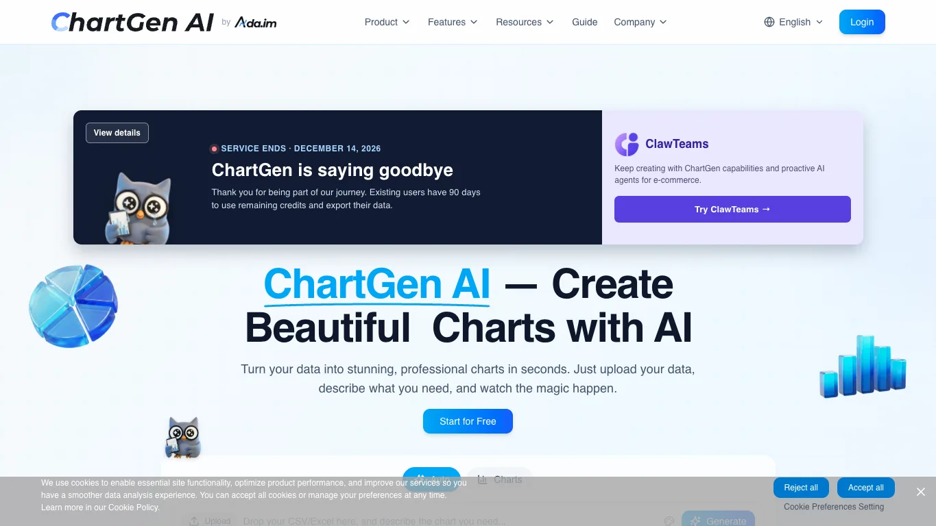 ChartGen AI official homepage screenshot