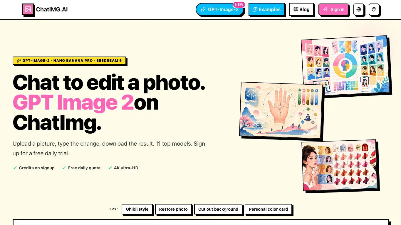 ChatImg official homepage screenshot
