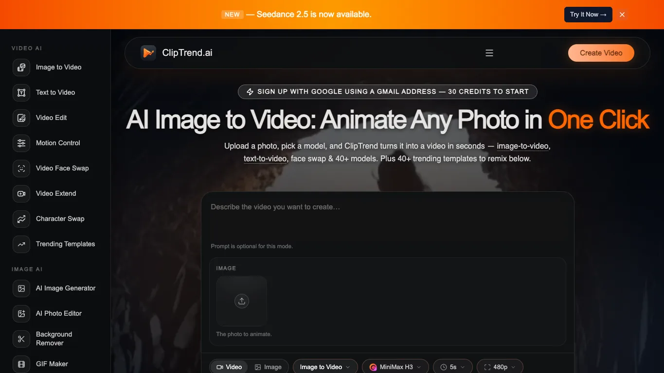 ClipTrend.ai official homepage screenshot
