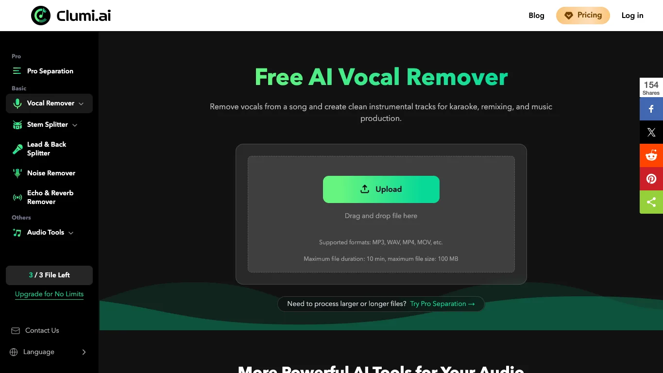 Clumi AI official homepage screenshot