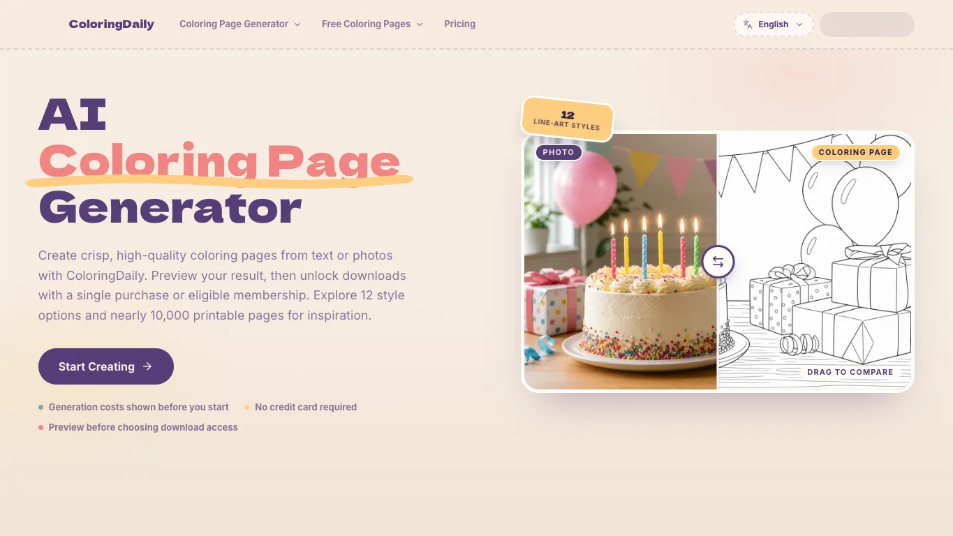 ColoringDaily official homepage screenshot