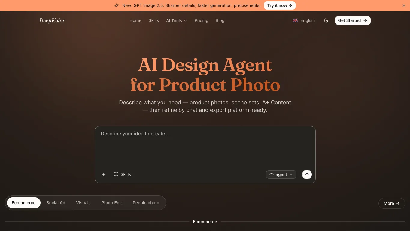 DeepKolor official homepage screenshot