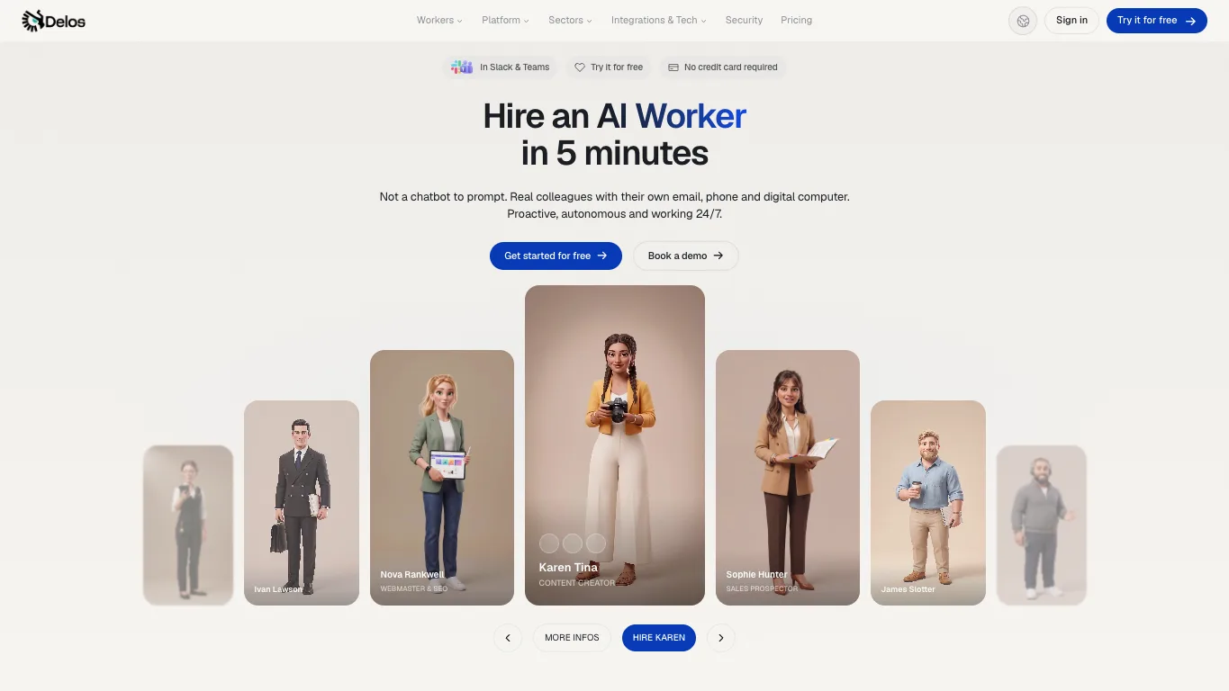 Workers Delos official homepage screenshot