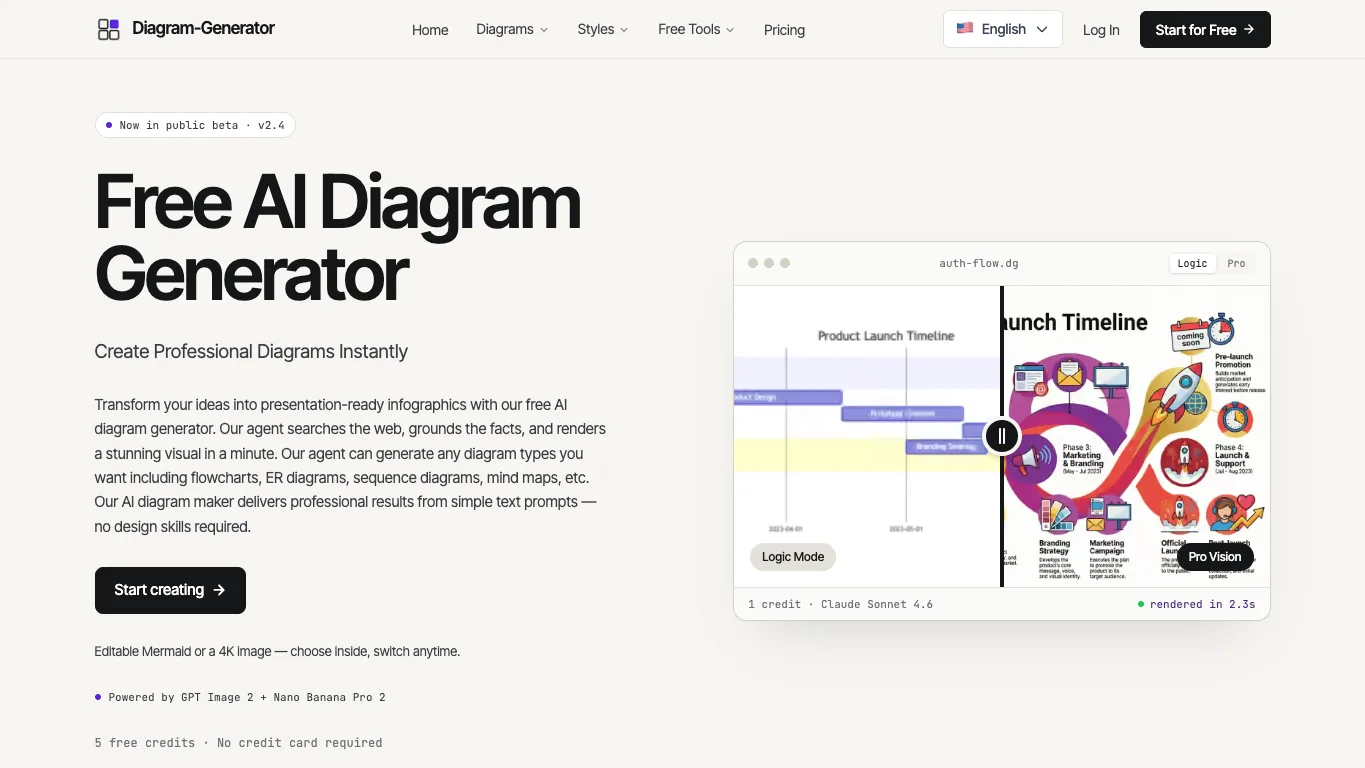 AI Diagram Generator official homepage screenshot
