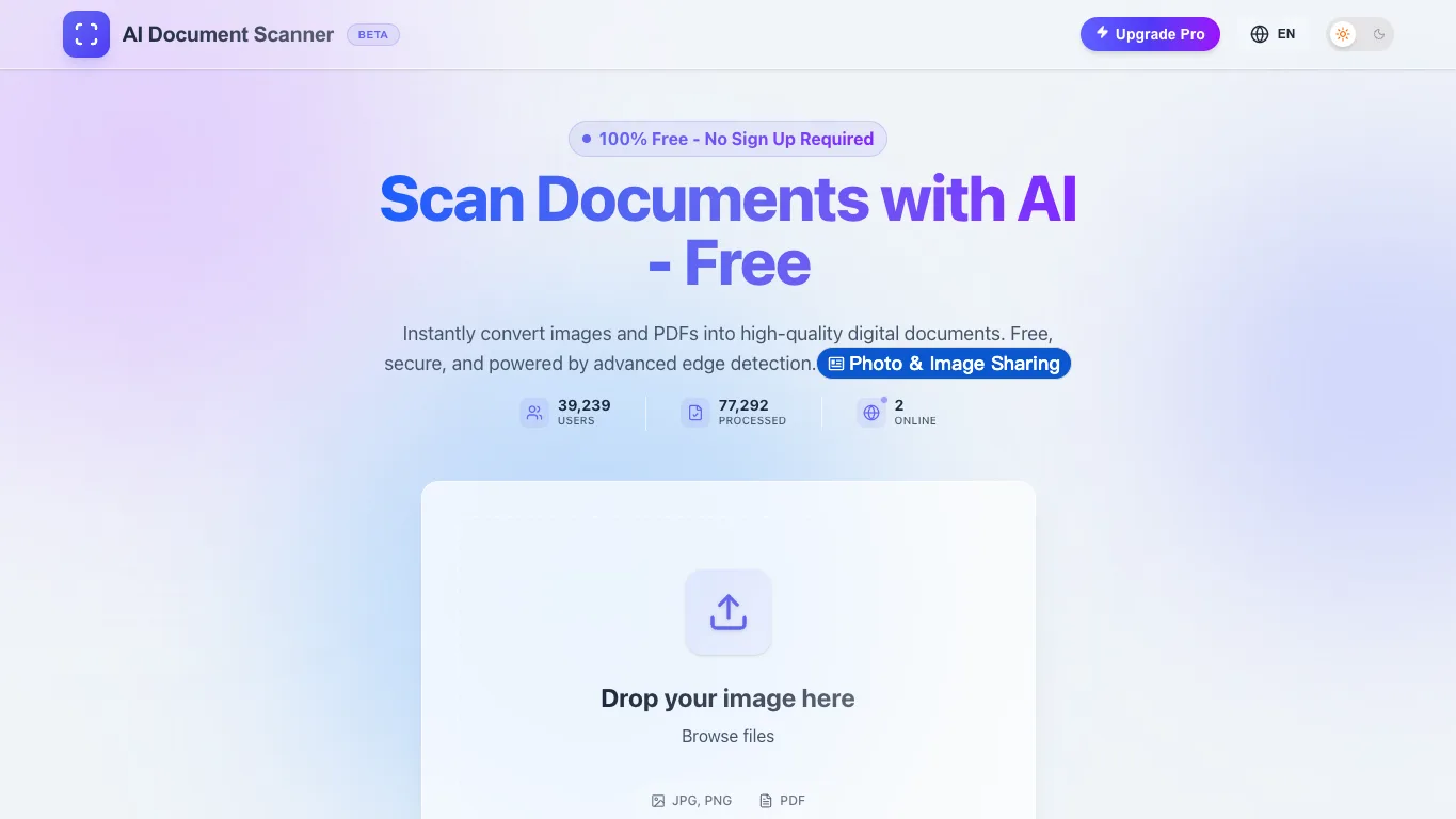 AI Document Scanner official homepage screenshot