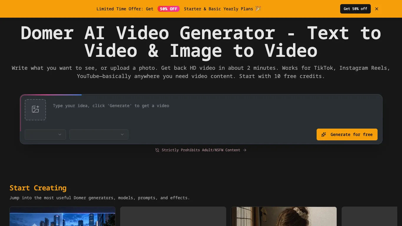 Domer AI official homepage screenshot