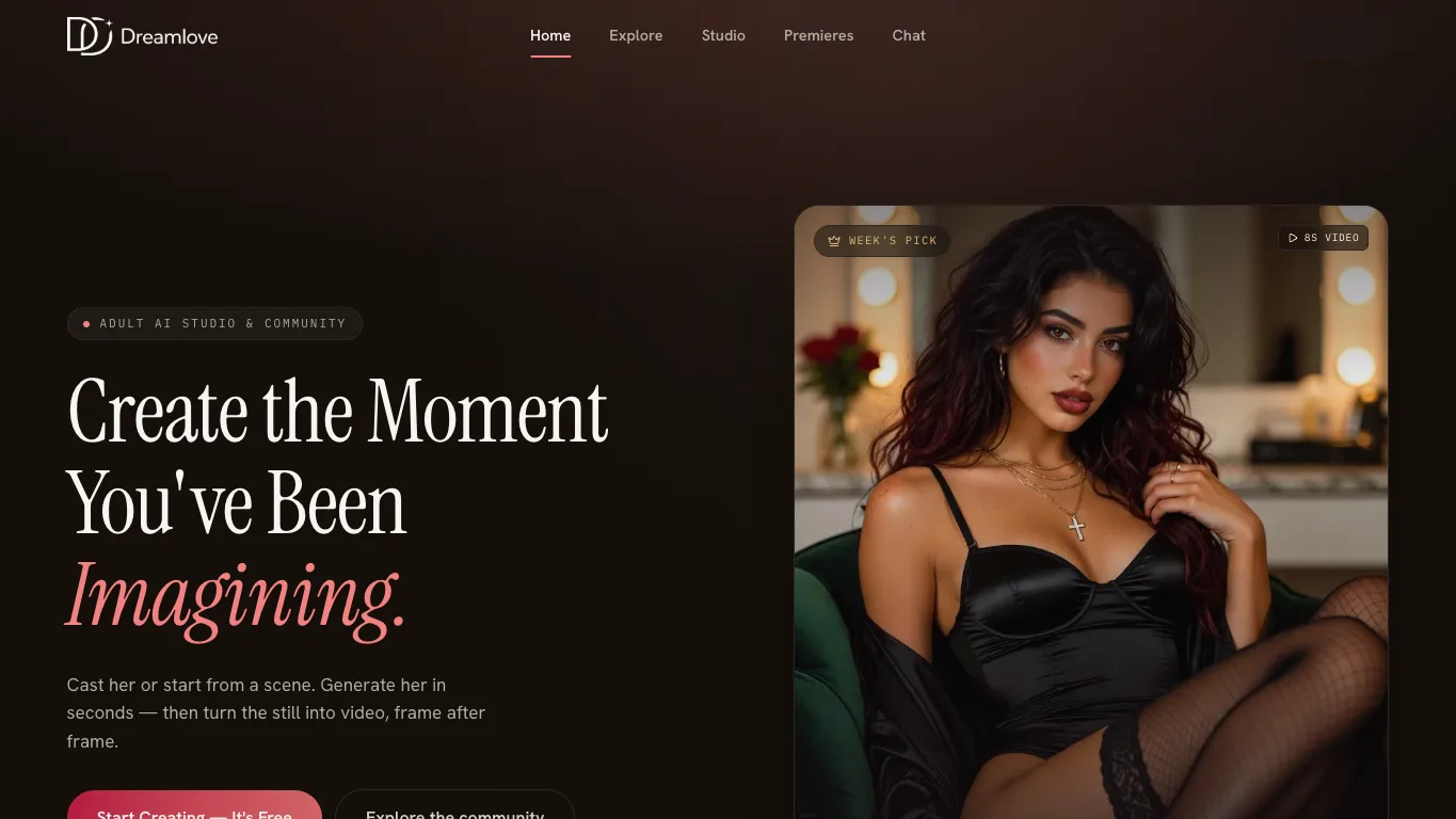 DreamLove.ai official homepage screenshot
