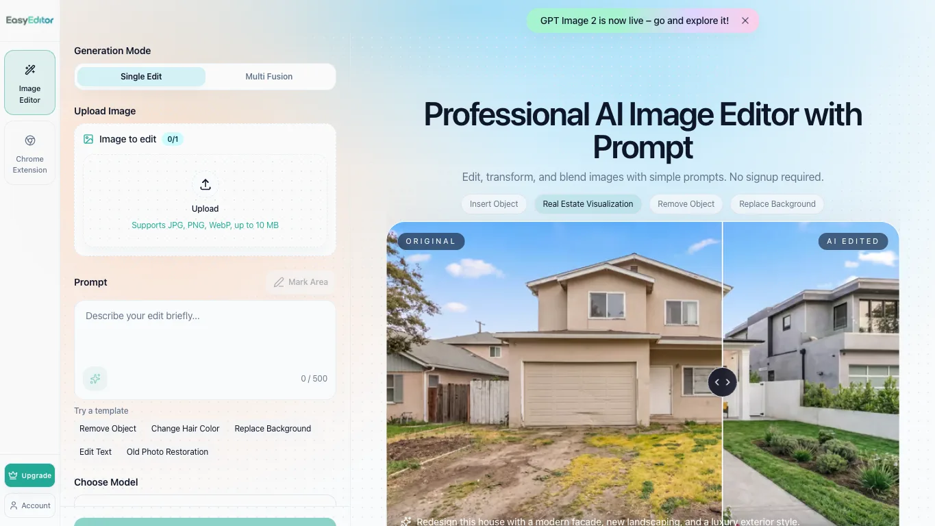 EasyEditor AI official homepage screenshot