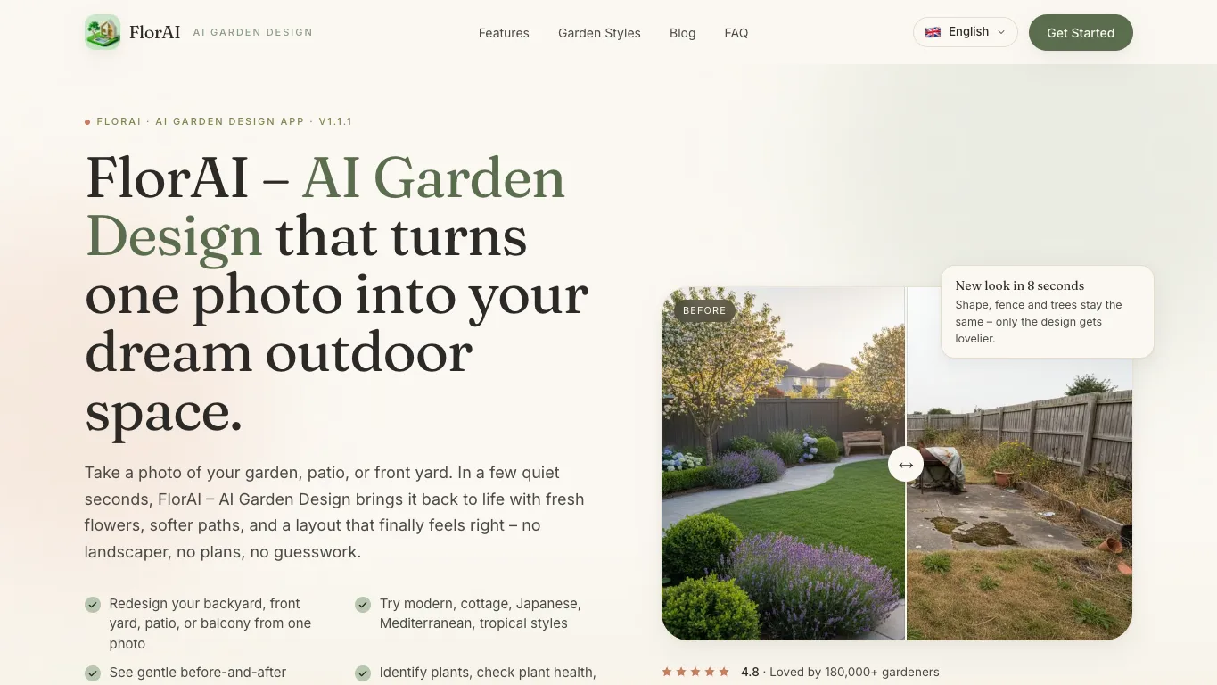 FlorAI official homepage screenshot