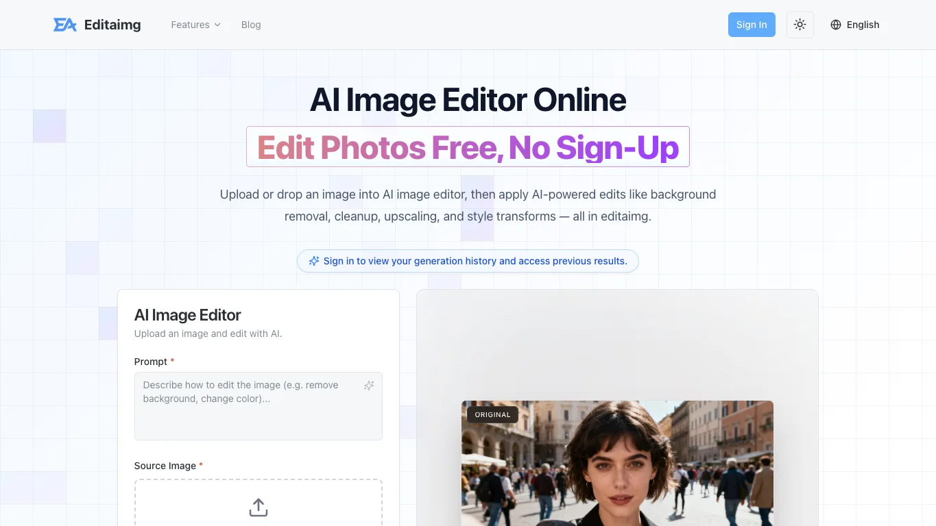 Editaimg official homepage screenshot