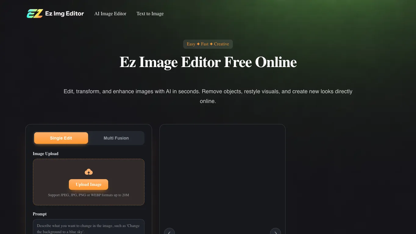 Ez Img Editor official homepage screenshot