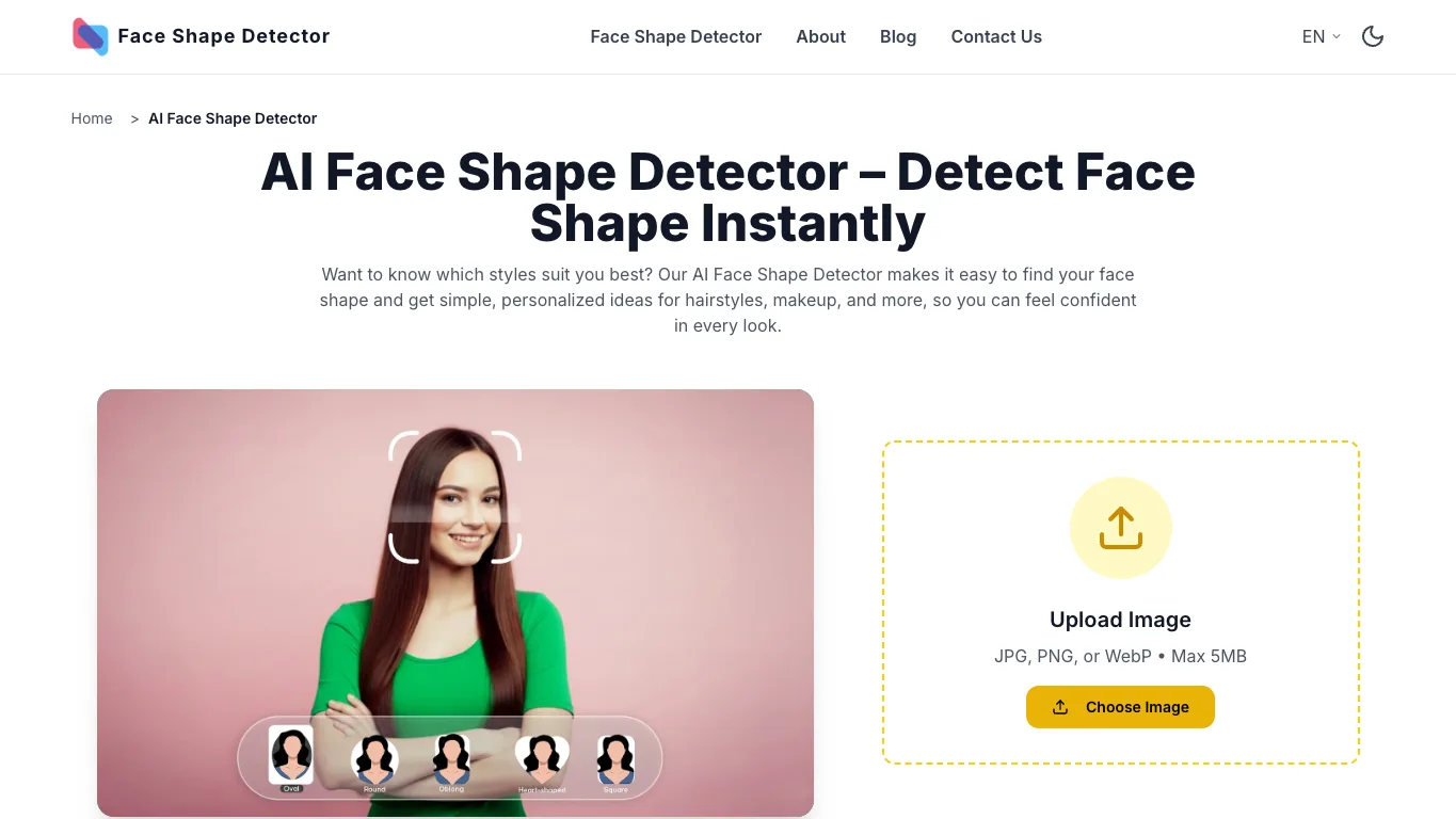 AI Face Shape Detector official homepage screenshot