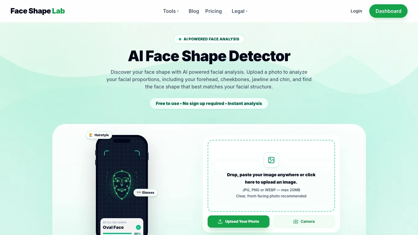 Face Shape Lab official homepage screenshot