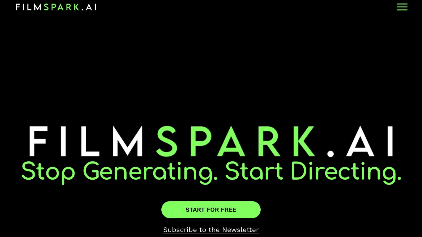 FilmSpark official homepage screenshot