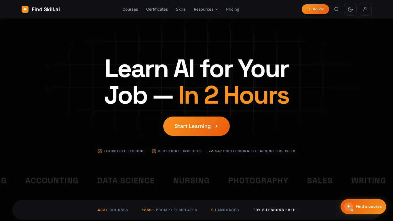 Find Skill.ai official homepage screenshot