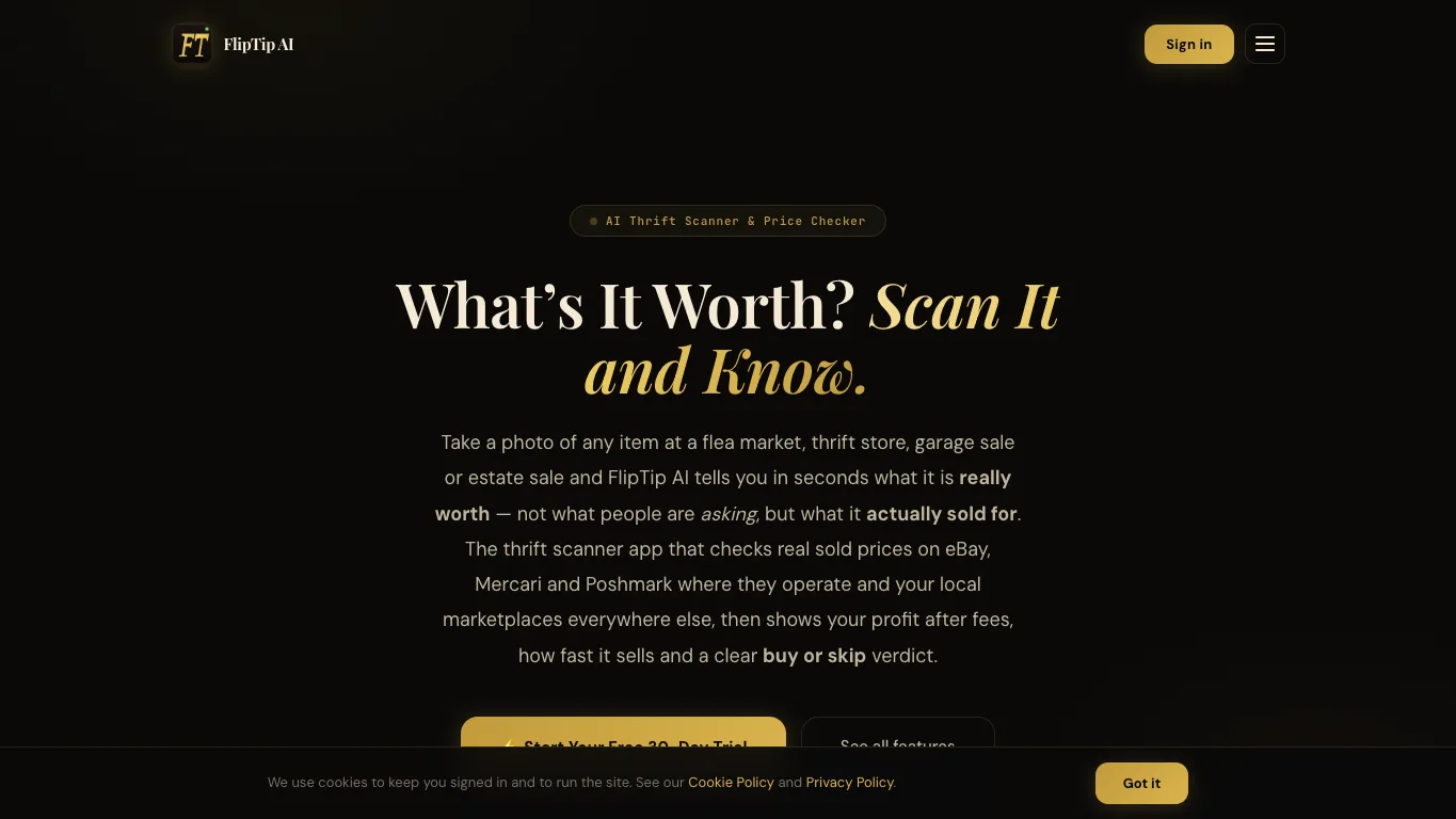 FlipTip official homepage screenshot