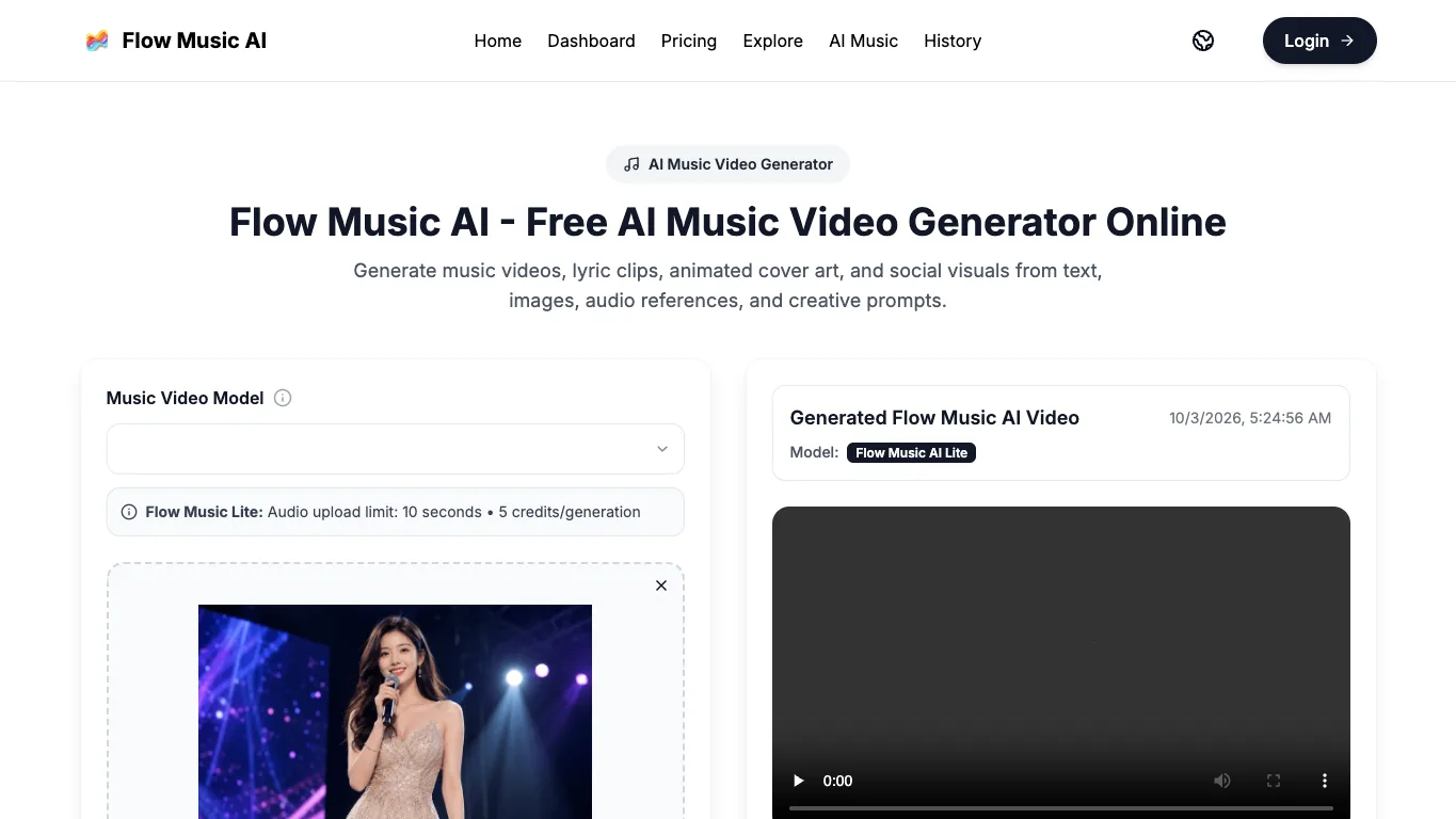 Flow Music AI official homepage screenshot