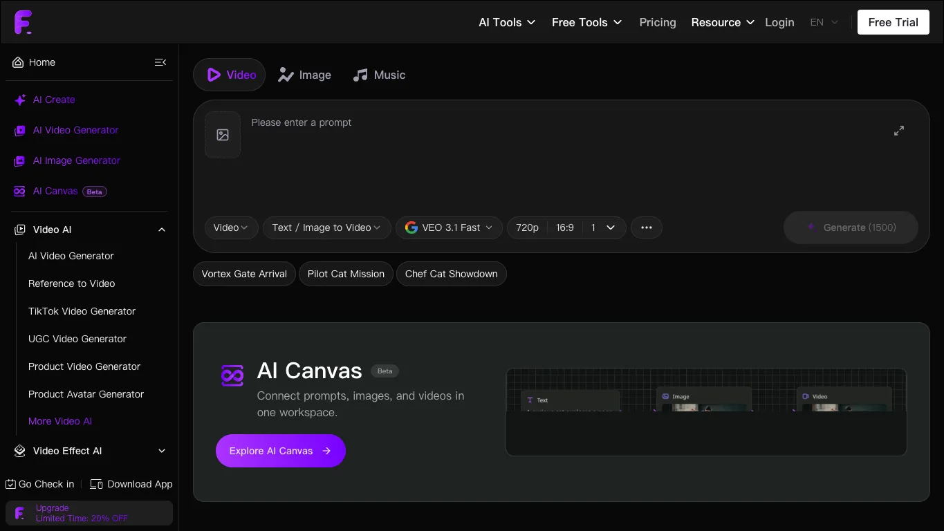 Flyne AI official homepage screenshot