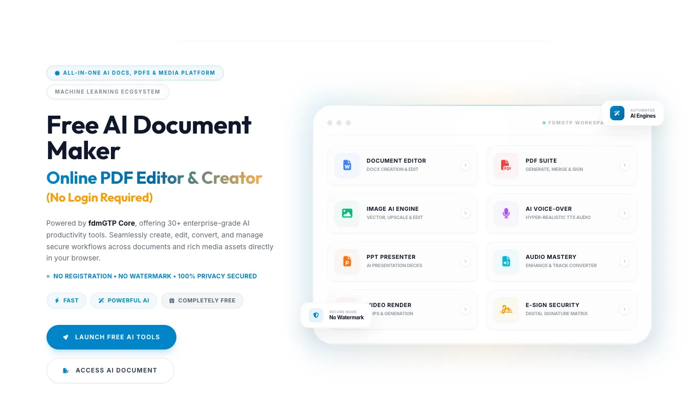 Free Document Maker official homepage screenshot